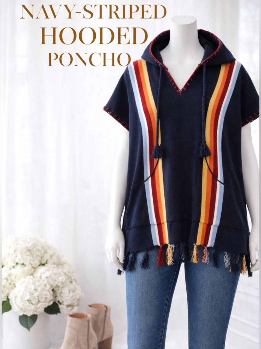 Judith March blue Knit Hooded Top with front pocket L
